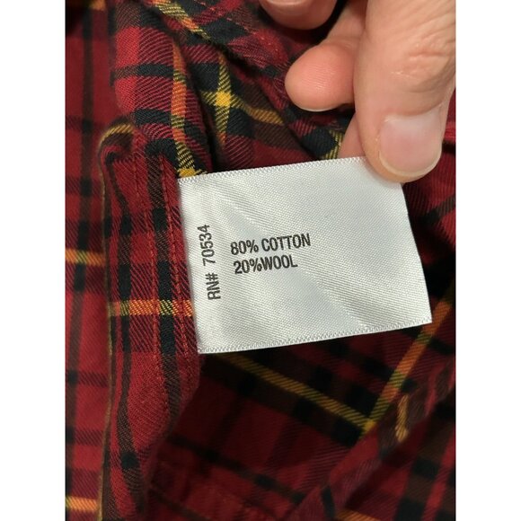 Orvis Red Black Plaid Long Sleeve Button Up Shirt Sz XXL Wool Career Western - Picture 6 of 10